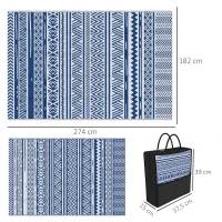 Outsunny Tapis extérieur Style Graphique - Tapis réversible 2 Motifs - dim. 2,74L x 1,82l m - PP Haute densité 310 g/m²(m-3)