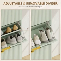HOMCOM Elegant Three-Drawer Shoe Cabinet - Light Green(m-6)