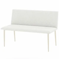 HOMCOM Esszimmerstuhl ohne Armlehnen, Stoff in Leinenoptik, Küchenstuhl mit Rückenlehne und Metallbeinen, für Wohnzimmer, Creme(m-8)