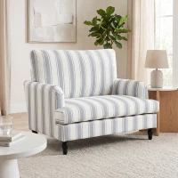HOMCOM Velvet Single Sofa Armchair, Modern Accent Chair with Stripes, Turned Legs and Wide Seat, Grey(m-2)