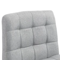 HOMCOM Armless Office Chair, Cross Legged Linen Computer Desk Vanity Chair with Wide Seat, Rocking Function, Grey(m-11)