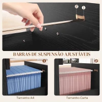 HOMCOM Gaveteiro de Secretária com 4 Gavetas Fechaduras e Barras Ajustáveis para Arquivo A4 e Letter 40x42x130,8 cm Preto(m-5)