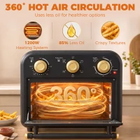 HOMCOM Air Fryer Toaster Oven, Convection Countertop Oven, with Adjustable Temperature and Timer, 12 L, Black(m-7)