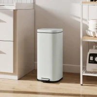 HOMCOM 30L Küchenmülleimer Pedaleimer mit Deckel, Soft-Close- und Offenhalte-Funktion für Küche, Zuhause(m-9)