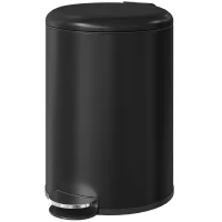 HOMCOM 20-liter keukenafvalbak, vingerafdrukbestendige metalen afvalbak met soft-close deksel, voetpedaal en uitneembare binnenemmer, zwart(m-10)