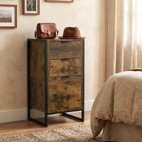 HOMCOM 3 Drawer Chest of Drawers, Industrial Bedside Cabinet with Metal Frame and Runner, Small Storage Unit for Bedroom, Living Room or Office, 39 x 40 x 76.5 cm, Rustic Brown(m-2)