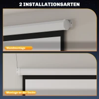 HOMCOM Projectiescherm 171 x 128 cm (diagonaal 213,36 cm) 4:3 HD 4K projectiescherm Kunststof, Metaal Thuisbioscoop(m-7)