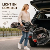 PawHut Opvouwbare Hondenbuggy voor Kleine Oudere Honden tot 10 kg, Koffiebruin, 77 x 44 x 102 cm(m-5)
