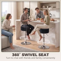 HOMCOM Bar Stool Adjustable Swivel Chair Velvet-Feel Seat 1 Piece, Black(m-5)