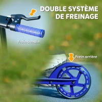 AIYAPLAY Trottinette enfants 3 à 8 ans, trottinette pliable à 2 roues LED roues lumineuses, 4 réglages en hauteur, bleu(m-6)