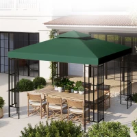 Outsunny Copertura Telo per Gazebo da Giardino 3x3 m, Tetto Anti-UV Impermeabile in Poliestere Verde Scuro(m-7)