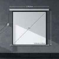 HOMCOM Ecrã de Projeção Elétrico 85'' com Comando Remoto, Formato 1:1, 152x152 cm, Branco(m-3)