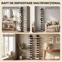 HOMCOM Bibliotecă Modernă Înaltă cu 11 Rafturi Economisitoare de Spațiu în Stil Industrial, 34.5x41.5x163.5 cm, Negru(m-7)