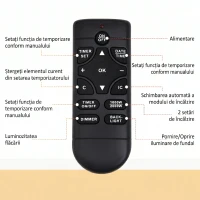 HOMCOM Șemineu Electric de Perete cu 2 Nivele de Încălzire 900-1800W, Flacără 7 Culori Reglabile și Telecomandă, Negru(m-8)