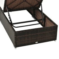 Outsunny PE Rattan Sun Lounger, Five-level Adjustable Recliner Bed Chair with Soft Padded Cushion for Patio, Garden, Mixed Brown(m-9)