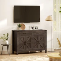 HOMCOM Kitchen Cupboard, Sideboard with 4 Doors, 2 Drawers and 2 Adjustable Shelves for Dining Room, Dark Brown(m-9)