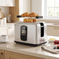 HOMCOM 2 Slice Smart Toaster with Touch Screen & LED Countdown, Toaster with Warming Rack, 6 Browning Levels, Memory Function(m-2)