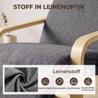HOMCOM Loungestoel met voetensteun, linnenlook, moderne schommelfauteuil met schommelfunctie, donkergrijs(m-6)