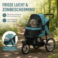 PawHut  Hondenbuggy voor Kleine en Middelgrote Oudere Honden tot 20 kg, Inklapbaar, Donkergroen, 111 x 58 x 107 cm(m-6)