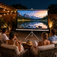 HOMCOM Écran de Projection avec Ttrépied Pliable 84 Pouces 4K HD 16:9, 200Lcm, Écran Vidéoprojecteur Portable, Hauteur Réglable(m-16)