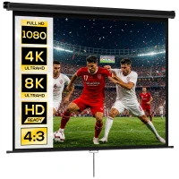 HOMCOM Écran de projection de 84 pouces, écran vidéoprojecteur, 4:3 4K HD, fixation mur ou plafond, 181l x 8P x 138H cm, noir(m-11)