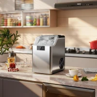 HOMCOM IJsblokjesmachine, ijsdispenser, Ice-Maker, 20 kg/24 uur ijsmaker met 2,1 L watertank, zilver(m-2)
