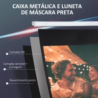 HOMCOM Tela de Projeção Elétrica 100 Polegadas Tela de Projeção Motorizada Formato 16:9 com Controlo Remoto para Cinema am Casa Exterior Festas 253x7,5x168cm Branco(m-9)