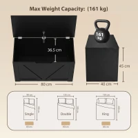 HOMCOM 100L Home Storage Box, with Safety Hinge - Black Wood-Effect(m-3)