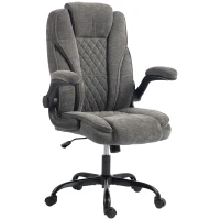 HOMCOM Office Chair, Ergonomic Desk Chair with Flip-up Armrest, Pocket Springs, Swivel Wheels, Adjustable Height, Dark Grey(m-1)