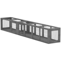 PawHut Cat Tunnel, 250cm Extra Long Wooden Cat Play Tunnel with 8 Doors, L-shape/Rectangle, Outdoor Cat Enclosure, Dark Grey(m-11)