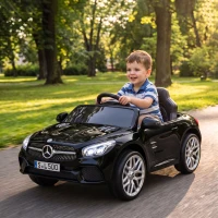AIYAPLAY Coche Eléctrico para Niños Mercedes-Benz SL500 12V con Mando a Distancia 2,4G 2 Motores Suspensión Arranque Suave Negro(m-9)