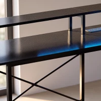 HOMCOM L Shaped Gaming Desk with LED Lights and Power Outlets, 150cm Corner Computer Desk for Small Space, Black(m-12)