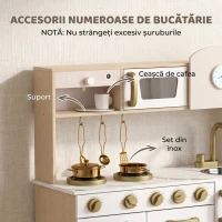AIYAPLAY Bucătărie de Jucărie pentru Copii cu Plită, Robinet și Accesorii, MDF și Oțel Inoxidabil, 74 x 29 x 81 Cm, Alb(m-6)