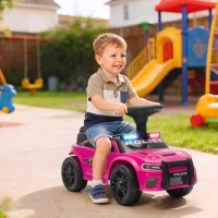 AIYAPLAY Coche Correpasillos de Policía para Niños de 18-36 Meses con Luz Música y Espacio de Almacenaje 65x29,5x36 cm Rosa(m-9)