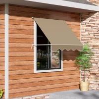 Outsunny Toldo Retráctil de Exterior con Marco de Aluminio Ángulo Ajustable Protección UV e Impermeable 180x70 cm Beige(m-2)