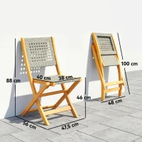 Outsunny Gartenstühle 2 Stück Klappstuhl mit Atmungsaktiv Sitz angenehme Sitzhöhe aus Massivholz & Polyrattan(m-3)