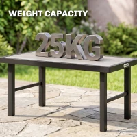 Outsunny Metal Garden Coffee Table, Outdoor Side Table with SPC Woodgrain Tabletop for Outside, Garden, Balcony, Porch, 100 x 53 x 46cm, Grey(m-6)