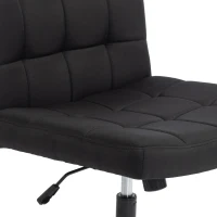 HOMCOM Armless Office Chair, Cross Legged Linen Computer Desk Vanity Chair with Wide Seat, Rocking Function, Black(m-9)
