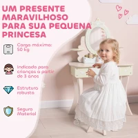AIYAPLAY Toucador para Crianças com Banco Toucador com Espelho Gaveta e 7 Acessórios Rosa(m-8)