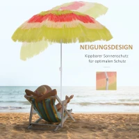 Outsunny Hawaiischirm, Sonnenschirm, Gartenschirm, höhenverstellbar, neigbar, bunt, Ø160 x 190cm(m-6)