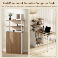 HOMCOM Folding Shelf and Work Table - Natural(m-4)