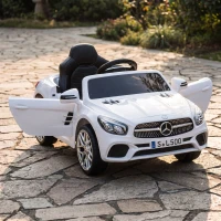 AIYAPLAY Voiture Électrique Enfants 12V Mercedes-Benz SL500, 3-5 km/h, 2 Moteurs, Télécommande 2,4G, pour 3-5 Ans, Blanc(m-6)