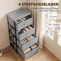 HOMCOM Kommode mit Stahlrahmen und 4 Schubladen, 42 x 32 x 80 cm, Grau/Schwarz(m-4)