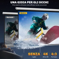 HOMCOM Schermo per Proiettore 84" Formato 4:3, Angolo di 160° e Montaggio a Soffitto o Parete(m-4)