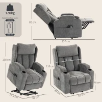 HOMCOM Power Lift Recliner Chair with Vibration Massage and Heat, Chenille Riser and Recliner Armchair for Elderly, Grey(m-3)