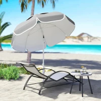 Outsunny Beach Umbrella Portable with Sand Anchor, Carry Bag, Adjustable Height & Tilt, UPF50+ UV Protection, Grey(m-10)