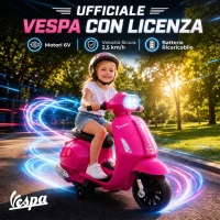 AIYAPLAY Moto Elettrica per Bambini Licenza Vespa, Batteria Ricaricabile 6V, Rotelle e Luci, Età 2-4 Anni, Rosa(m-4)