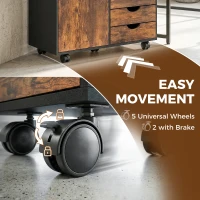 HOMCOM Multi-Storage Mobile Office Storage Cabinet - Rustic Brown(m-6)