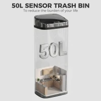 HOMCOM 50L Infrared Touchless Automatic Motion Sensor Dustbin Stainless Steel Trash Can Home Office(m-4)