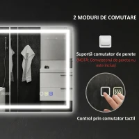 HOMCOM Oglindă Baie Anti-aburire Con Lumină Led E Difuzor Bluetooth 80x60 cm(m-9)